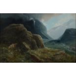 Thomas Finchett (fl. late 19th c) - Mountainous Landscape North Wales, signed (in red), signed