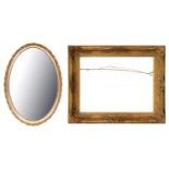 A gilt picture frame and oval mirror Good condition