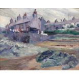 Arthur Henry Andrews (1906-1966) - Cottages on the Shore, bears inscription verso, oil on board,