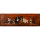 Bessie Bamber (Fl. c1895-1910) - Six Kittens, signed and dated '09, oil on walnut panel, the edges