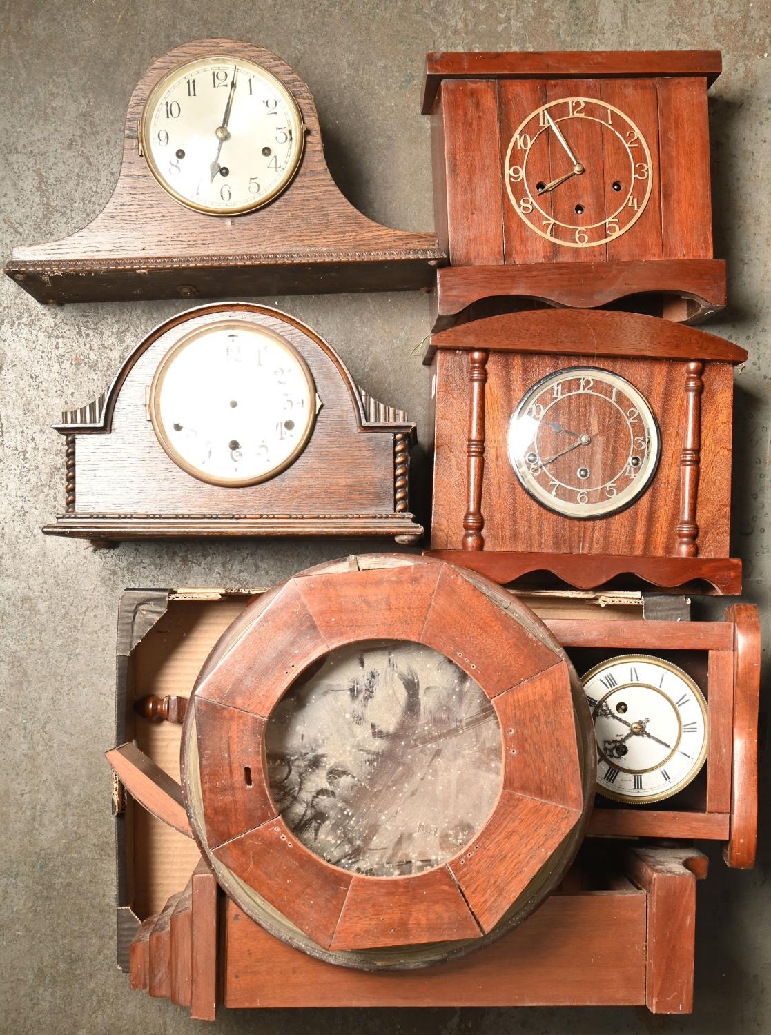 Miscellaneous mahogany, oak and other clock cases, etc