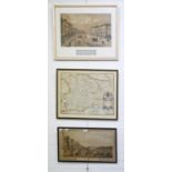 A reproduction of Saxton's map of Essex, 1576, 47 x 58cm and two other items