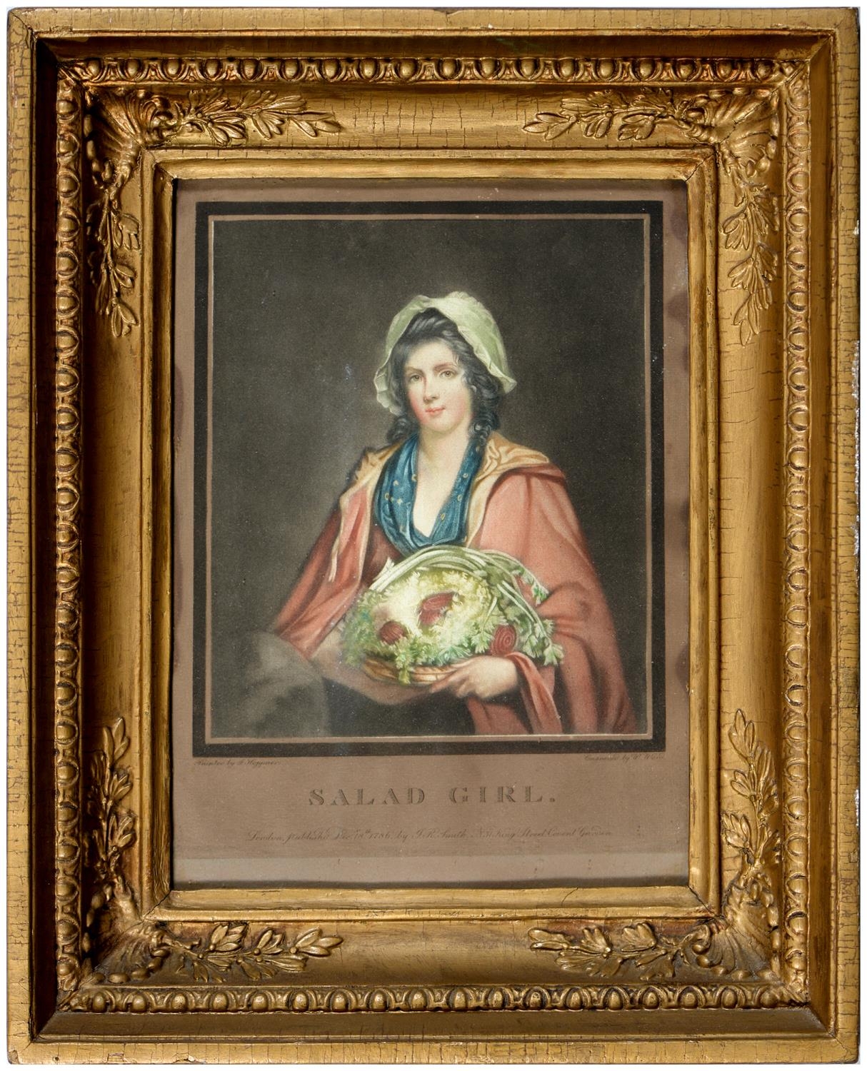 William Ward ARA (1766-1826) after John Hoppner - Salad Girl, mezzotint, hand coloured, 1786 or - Image 2 of 3