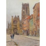 Adam Knight (1855-1931) - Street Scene France, signed, watercolour, 35 x 25.5cm One or two small