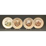 Two English porcelain dessert plates and a pair of stone china dessert plates, c1810, painted with