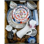 Miscellaneous ceramics, including Imari plate, blue and white Chinese jar, Worcester leaf moulded