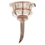 A Victorian silver wine funnel, of melon form with shell lug, 13.5cm h, marks rubbed, London 1838,