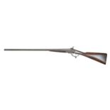 An English 12 bore pinfire double barrel sporting gun, E Whistler 11 Strand London, 19th c, with 30"