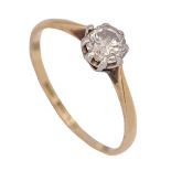 A diamond solitaire ring, gold hoop marked 18ct PT, 1.9g, size M Good condition