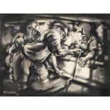 Harry Malkin (1951 - ) - Colliers Underground in a Coal Mine, signed and dated '90, pencil, charcoal