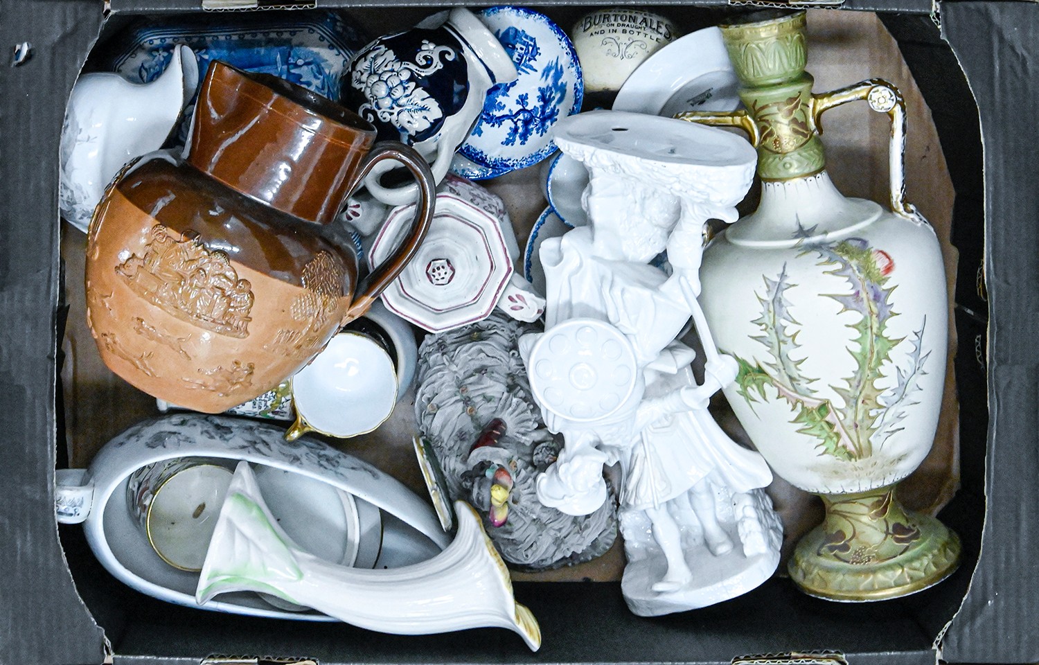 Miscellaneous ceramics, including a Doulton Lambeth saltglazed stoneware jug, a Royal Bon two