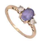 A tanzanite and white zircon ring, in 9ct gold, 1.8g, size M Good condition