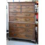 A George III mahogany chest on chest, 171cm h; 123cm l The top most two drawers adapted as