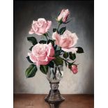 James Noble (1919-1989) - Roses, signed, oil on panel, 39 x 29cm Good condition