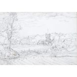 Manner of Lowry - Village Scene, bears signature, dated 1970, pencil, 23.5 x 34cm The sheet with a