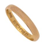 A 22ct gold wedding ring, London 1891, 3.5g, size M Wear consistent with age