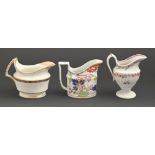 A Keeling red ribbon pattern spirally fluted obconical cream jug, a Coalport Japan pattern cream jug