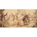 John Masey Wright OWS (1777-1866) - A Country Dance, watercolour, 88 x 172mm Good condition,
