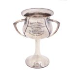 WWI. A George V three handled silver cup, on trumpet foot, engraved Bayonet Fighting Competition