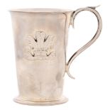 A Royal Wedding Commemorative silver mug, applied with the badge of the Prince of Wales, 11cm h,