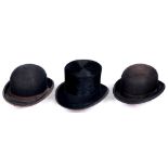 Two bowler hats and a top hat Slightly dusty, rim of top hat a little worn