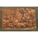 A South German Baroque boxwood panel, c. 1680-1720, probably from a table casket, boldly carved in