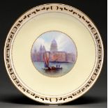 A Minton dessert plate, c1900, from the Old London Series, printed and painted by J E Dean,