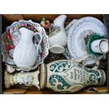 Miscellaneous ceramics, including Continental stoneware jug, Imari plate, transfer printed