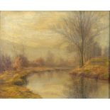 Augustus William Enness (1876-1948) - Autumnal Riverscape, signed, inscribed stretcher, oil on