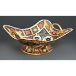 A Royal Crown Derby Imari pattern basket, 1975, 28cm l, printed mark Good condition and first