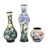 Two Moorcroft Fly Away Home and Lamia vases and a jar, 1995, 2005 and 2007, the first 21cm h,