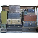A quantity of cabin trunks and vintage luggage, etc, early 20th c and later