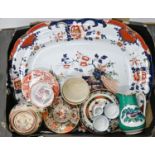 Miscellaneous ceramics, including an Ironstone meat plate, Derby, Masons and other tea ware, etc