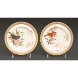 A pair of Royal Worcester plates, c1870, painted probably by John Hopewell, with birds and