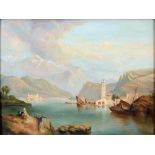 English School, 19th century -  Lake  Como, inscribed verso P. Rothwell to verso, oil on canvas,