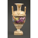 A Derby vase, c1815-20, painted in the manner of William 'Quaker' Pegg with a band of roses,