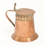 An Arts & Crafts copper lidded jug, Keswick School of Industrial Arts, c1900, the design