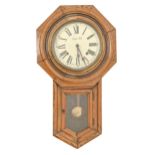 A North American softwood trunk dial wall clock, early 20th c, pendulum, 58cm h