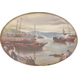 A pair of Paragon plaques, early 20th c, painted by F Micklewright, both signed, with fisherfolk