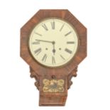 A North American rosewood and mahogany trunk dial wall clock, late 19th c, pendulum, 62cm h Some