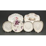 Five Derby dessert plates and dishes and a saucer dish, c1800-30,  one dish painted with a landscape