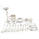 Miscellaneous English silver articles and flatware, William IV and later, to include a christening