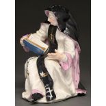 A Bow figure of a seated abess reading her breviary, c1760, 14.5cm h Old restoration to left hand