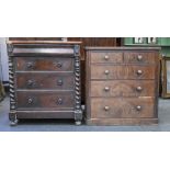 A Victorian mahogany chest of drawers, decorated with spiral turned appliques, on bun feet, 126cm h;