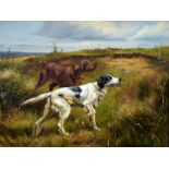 Peter Hepworth, 20th c - Setters; Spaniel and Pheasant, a pair, both signed, oil on panel, 29 x 39cm