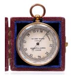 A brass pocket barometer, Negretti and Zambra, London, first half 20th c, 51mm diam, cased Good