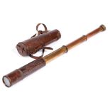 A British military issue 2" brass refracting telescope, marked Mk II S, H. C. R. & Son Ltd, early