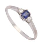 A sapphire and diamond ring, in 18ct white gold, London 2000, 2.4g, size L Good condition