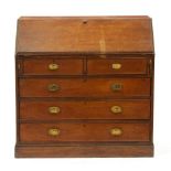 A mahogany bureau, with fitted interior, 101cm h; 102 x 49cm Formerly a bureau-bookcase, now missing