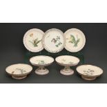 A Copeland seven piece composed cream coloured earthenware botanical dessert service, 1888 and c,